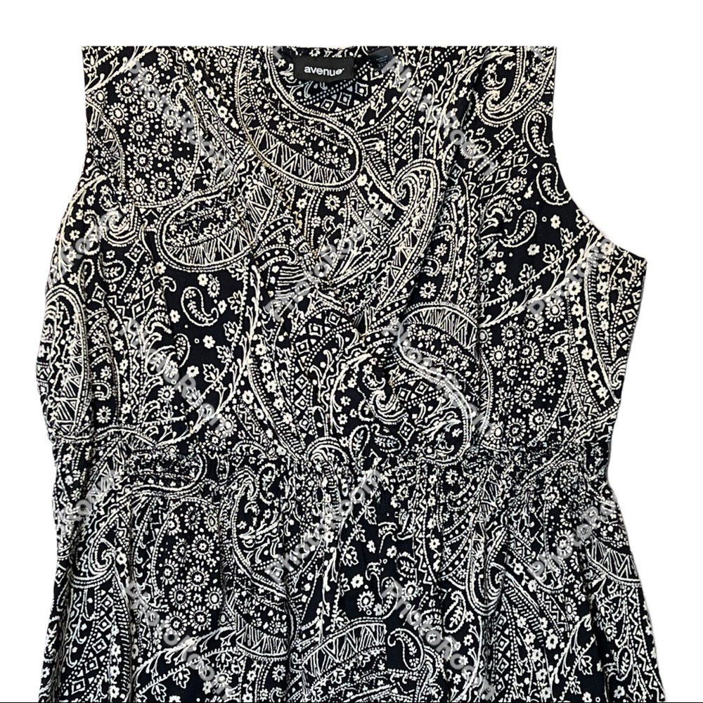 Avenue Faux Wrap Smocked A-Line Midi Dress Plus Size 22 / 24 Black - Picture 3 of 5